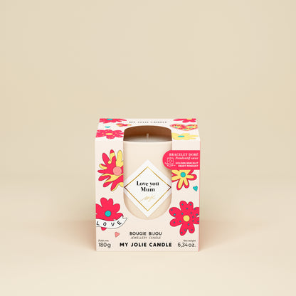 VELA TE QUIERO MAMÁ - PULSERA CORAZÓN  (Flor de monoï)