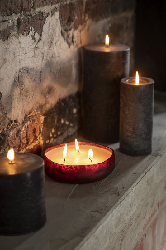Vela Aroma M-Chic Vidrio Rojo Medio 21h
