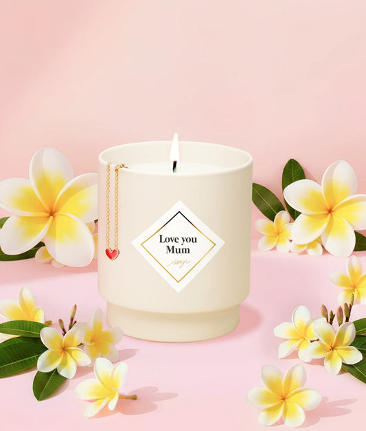 VELA TE QUIERO MAMÁ - PULSERA CORAZÓN  (Flor de monoï)