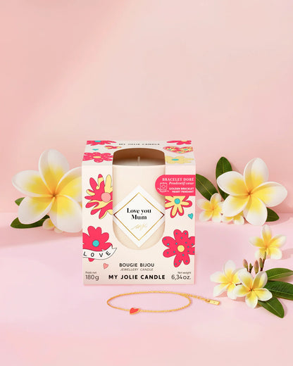 VELA TE QUIERO MAMÁ - PULSERA CORAZÓN  (Flor de monoï)