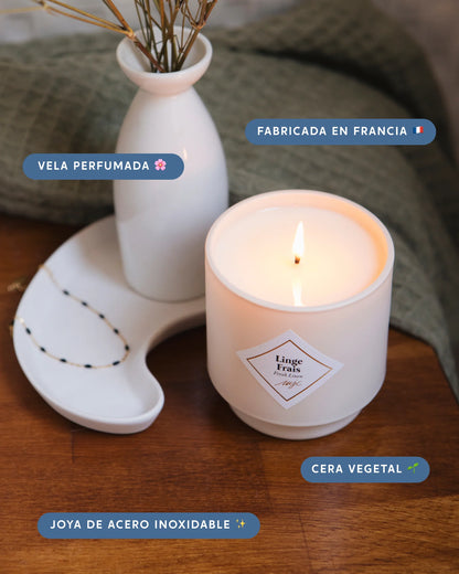 VELA CON JOYA BLANCA - ROPA FRESCA