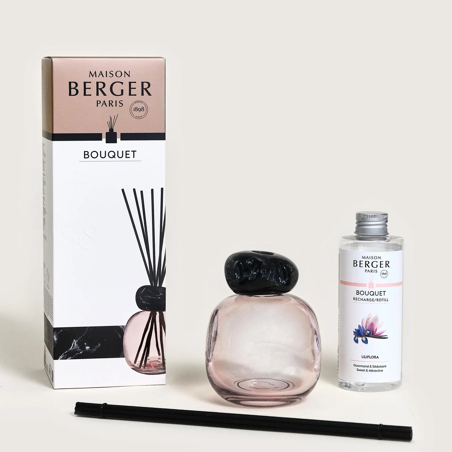 BOUQUET PERFUMADO MINÉRAL NEGRO/ROSA -Aroma floral con el toque a vainilla