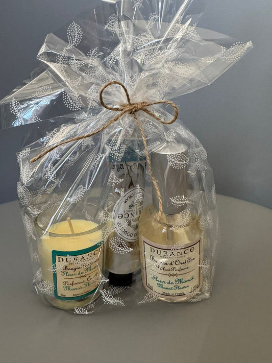 Set Flor de Monoï (Vela + Bruma + Crema de manos)